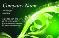 A business card template with a background design.