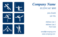 A perfect business card design for sports instructors, leisure centres or gyms to advertise training in or facilities for sports activities such as athletics and gymnastics.