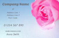 Lovely image of a pink rose in a business card design template which florists and wedding planners often use.