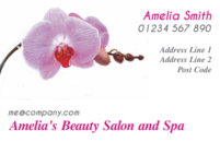 Business Card template that can be used by a florist. The business cards have a pink ochid in them.