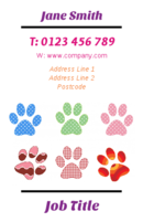 Not sure if these are dog or cat paw prints on the business card templates. But the image brings clarity to the business cards, and will help all you pet training and grooming professionals get your promo across to your customers.