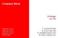 A straightforward simple business card template with a red and white background.
