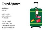 A business card with an image of a suitcase, suitable for travel agents and the tourism industry.