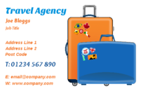 A business card design containing luggage and used by travel agencies