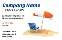 If you want to promote your travel business, this travel and tourism business card template could certainly help. The image of a beach chair and umbrella on your business cards, not only make the business card design look unique, but it also will certainly get the message across about what you do.