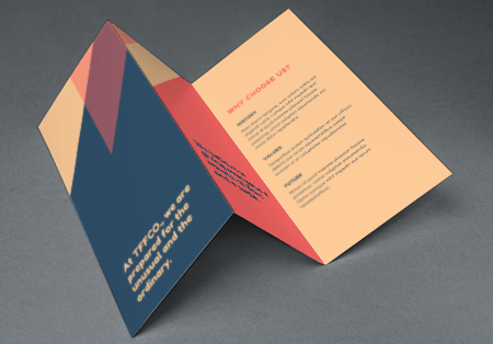 Buy beautiful folded leaflets which can be used in corporate literature, menus etc